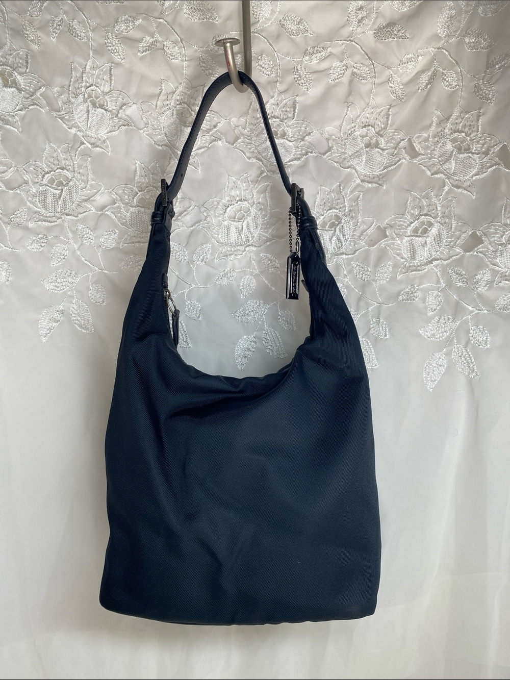 Coach 7423 Mercer Twill Leather Black Hobo Shoulder Bag